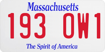 MA license plate 193OW1