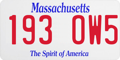 MA license plate 193OW5