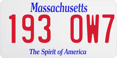 MA license plate 193OW7