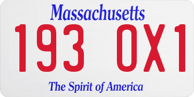 MA license plate 193OX1