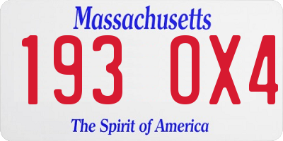 MA license plate 193OX4