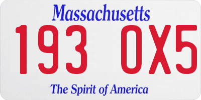MA license plate 193OX5