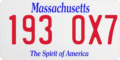 MA license plate 193OX7