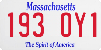 MA license plate 193OY1