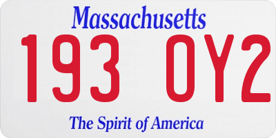 MA license plate 193OY2