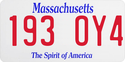 MA license plate 193OY4