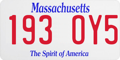 MA license plate 193OY5