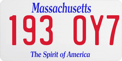 MA license plate 193OY7