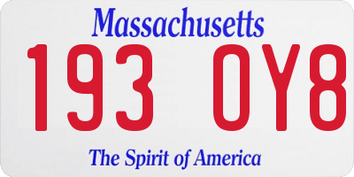 MA license plate 193OY8