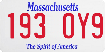 MA license plate 193OY9