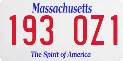 MA license plate 193OZ1