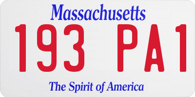 MA license plate 193PA1