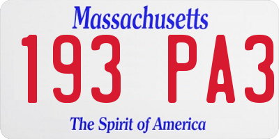 MA license plate 193PA3
