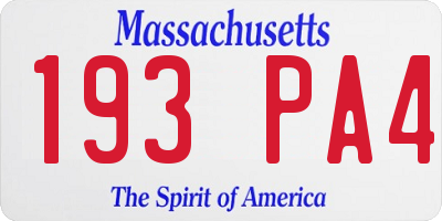 MA license plate 193PA4