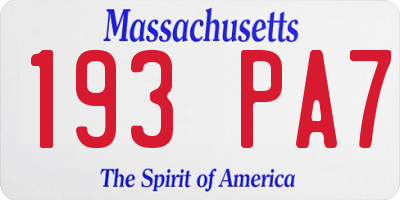 MA license plate 193PA7
