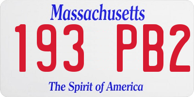 MA license plate 193PB2