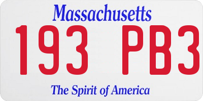 MA license plate 193PB3