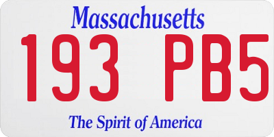 MA license plate 193PB5