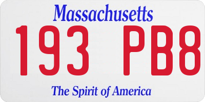 MA license plate 193PB8