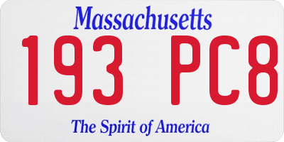 MA license plate 193PC8