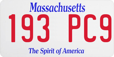 MA license plate 193PC9
