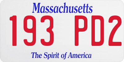 MA license plate 193PD2