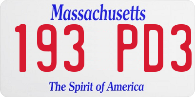 MA license plate 193PD3