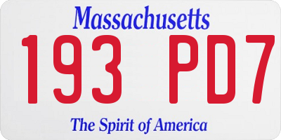 MA license plate 193PD7
