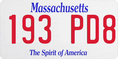 MA license plate 193PD8