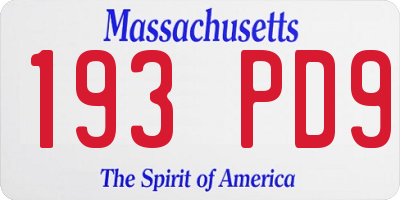 MA license plate 193PD9