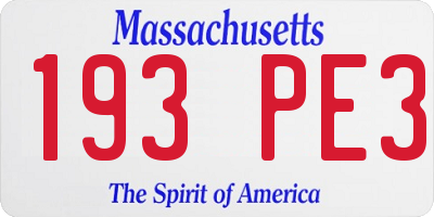 MA license plate 193PE3