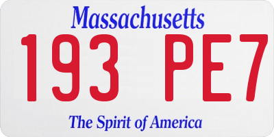 MA license plate 193PE7