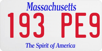 MA license plate 193PE9