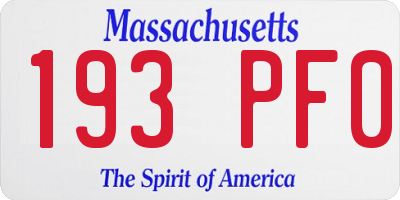 MA license plate 193PF0