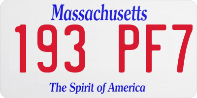 MA license plate 193PF7