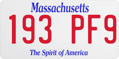 MA license plate 193PF9