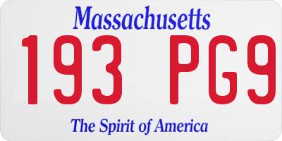 MA license plate 193PG9