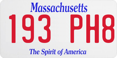 MA license plate 193PH8