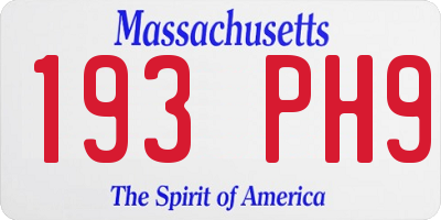 MA license plate 193PH9