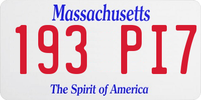 MA license plate 193PI7