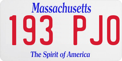 MA license plate 193PJ0