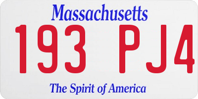 MA license plate 193PJ4