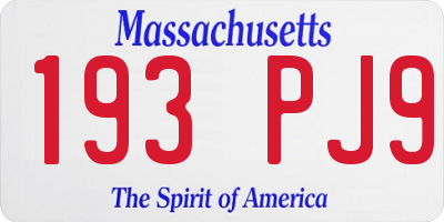 MA license plate 193PJ9