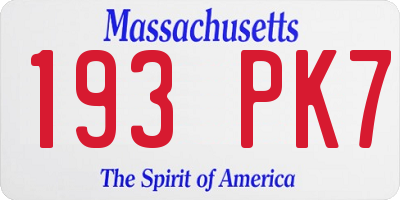 MA license plate 193PK7