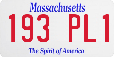 MA license plate 193PL1