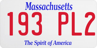 MA license plate 193PL2