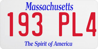 MA license plate 193PL4