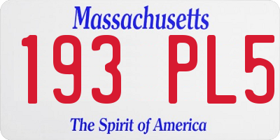 MA license plate 193PL5