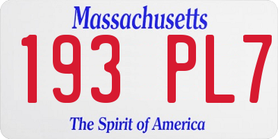 MA license plate 193PL7