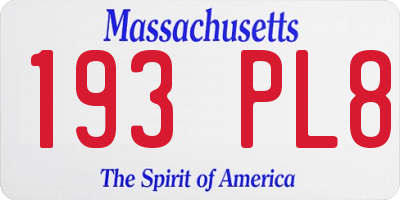 MA license plate 193PL8